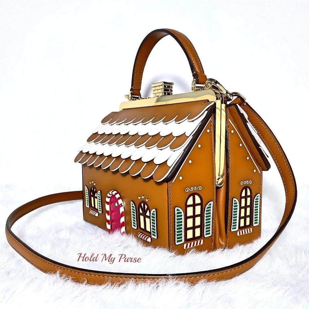 Kate Spade Gingerbread House Handbag & Gingerbread Man Keychain Charm NWT - Picture 7 of 15